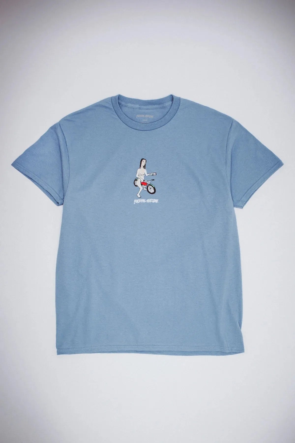 Fucking Awesome Bike Girl Short Sleeve Tee Stone Blue - ARROW & BEAST