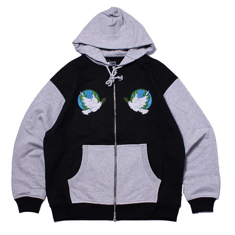 Rassvet Dove Peace Zip Hoodie Black - ARROW & BEAST