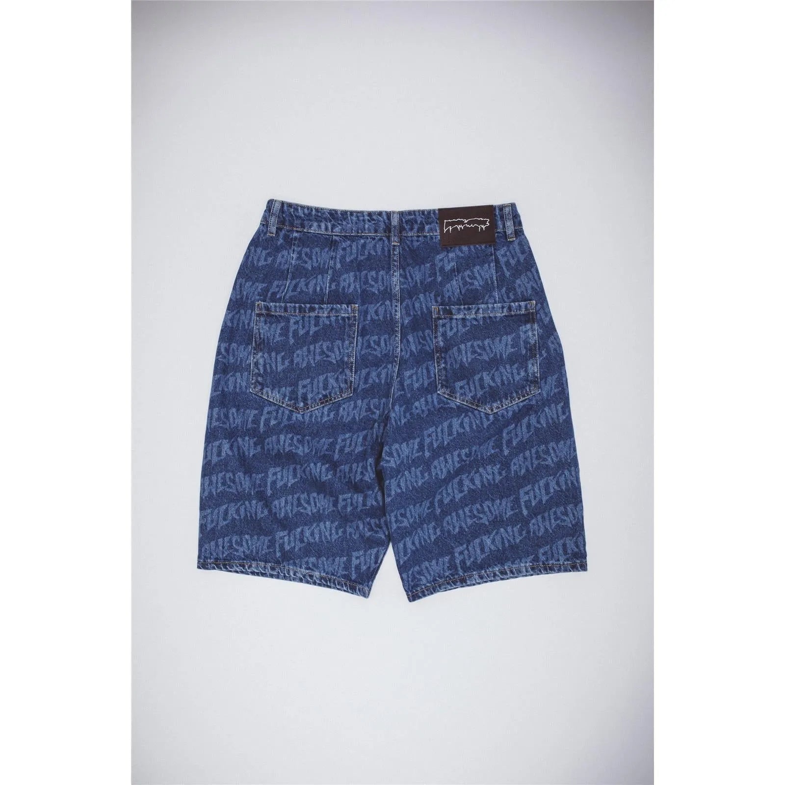 Fucking Awesome - Baggy Pleated Denim Laser Stamp Shorts - Blue - ARROW & BEAST