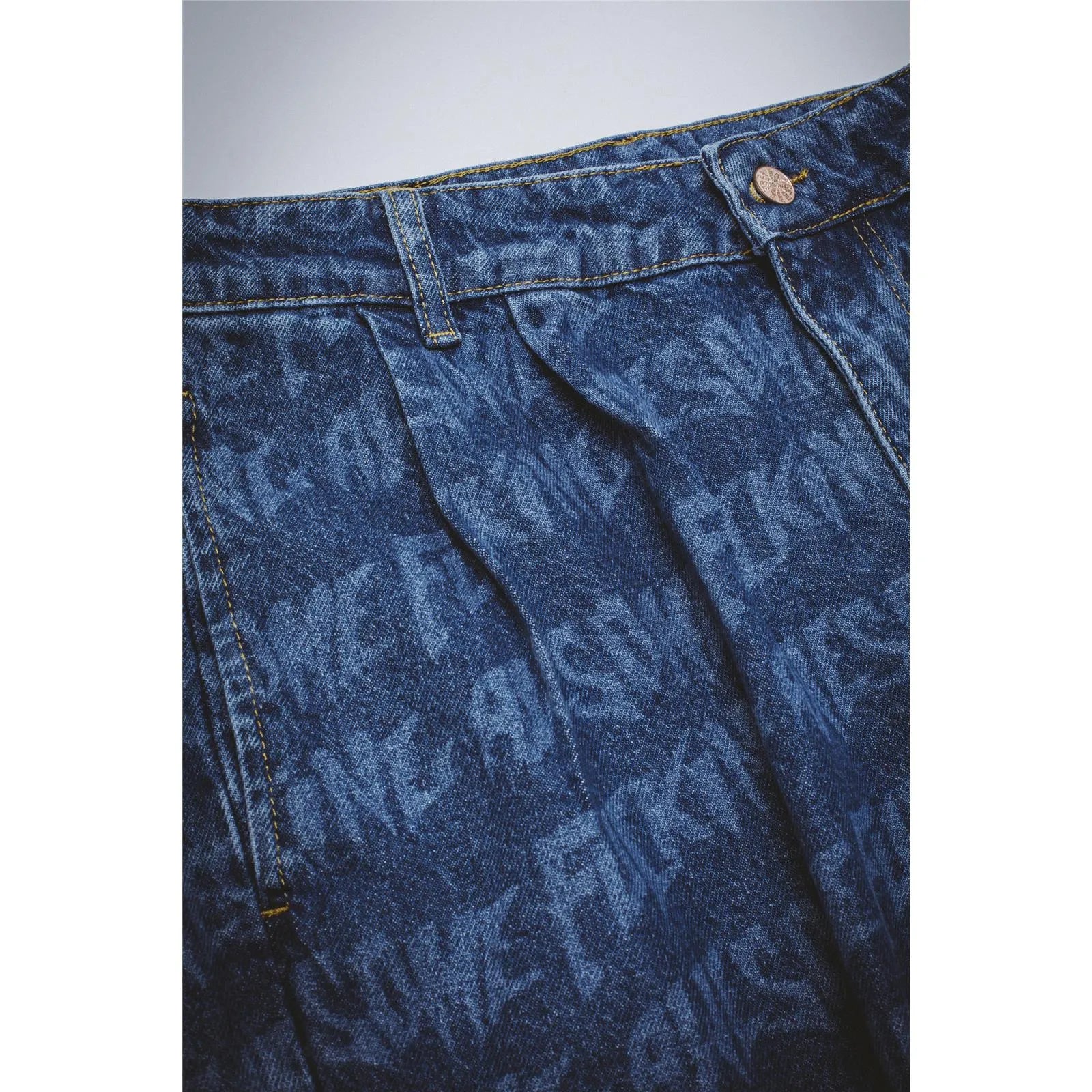 Fucking Awesome - Baggy Pleated Denim Laser Stamp Shorts - Blue - ARROW & BEAST