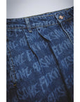 Fucking Awesome - Baggy Pleated Denim Laser Stamp Shorts - Blue - ARROW & BEAST