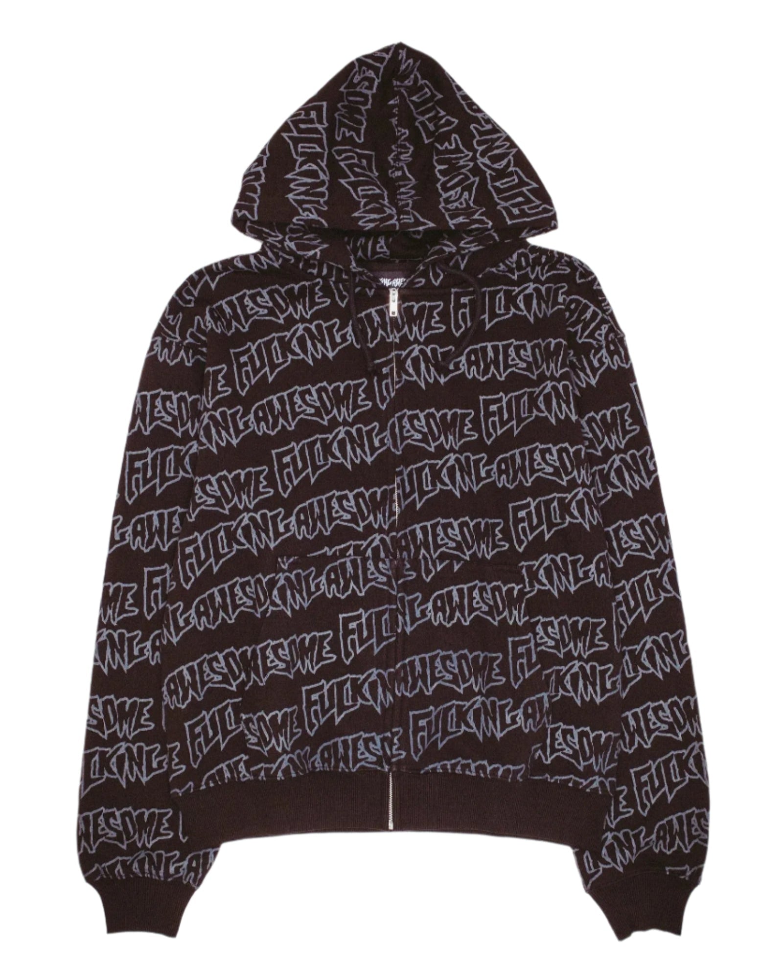 ⃟*⃟様 unknown Fucking Awesome AOP Stamp Zipped Hoodie Black Reflective
