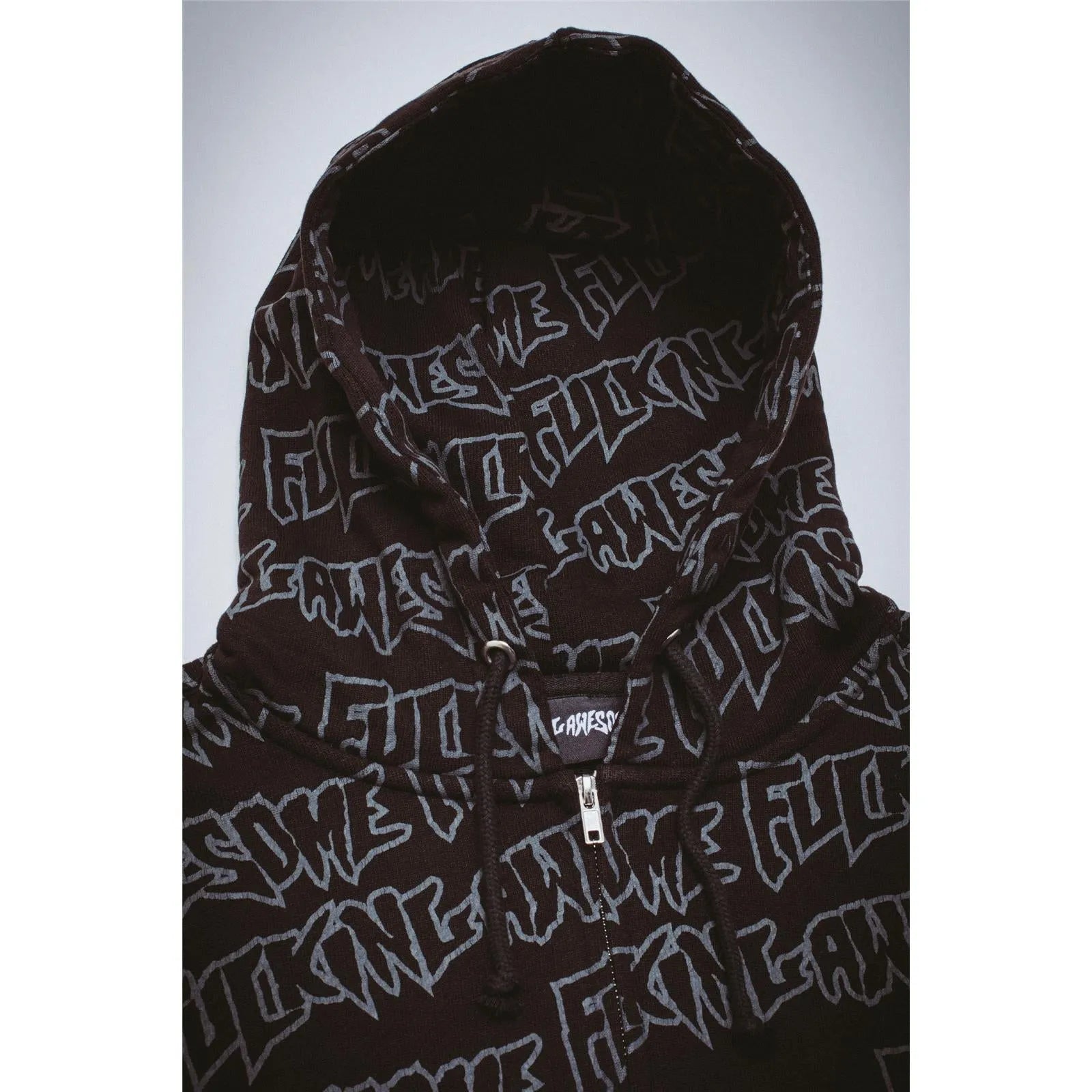 Fucking Awesome - AOP Stamp Zipped Hoodie - Black/Reflective - ARROW & BEAST