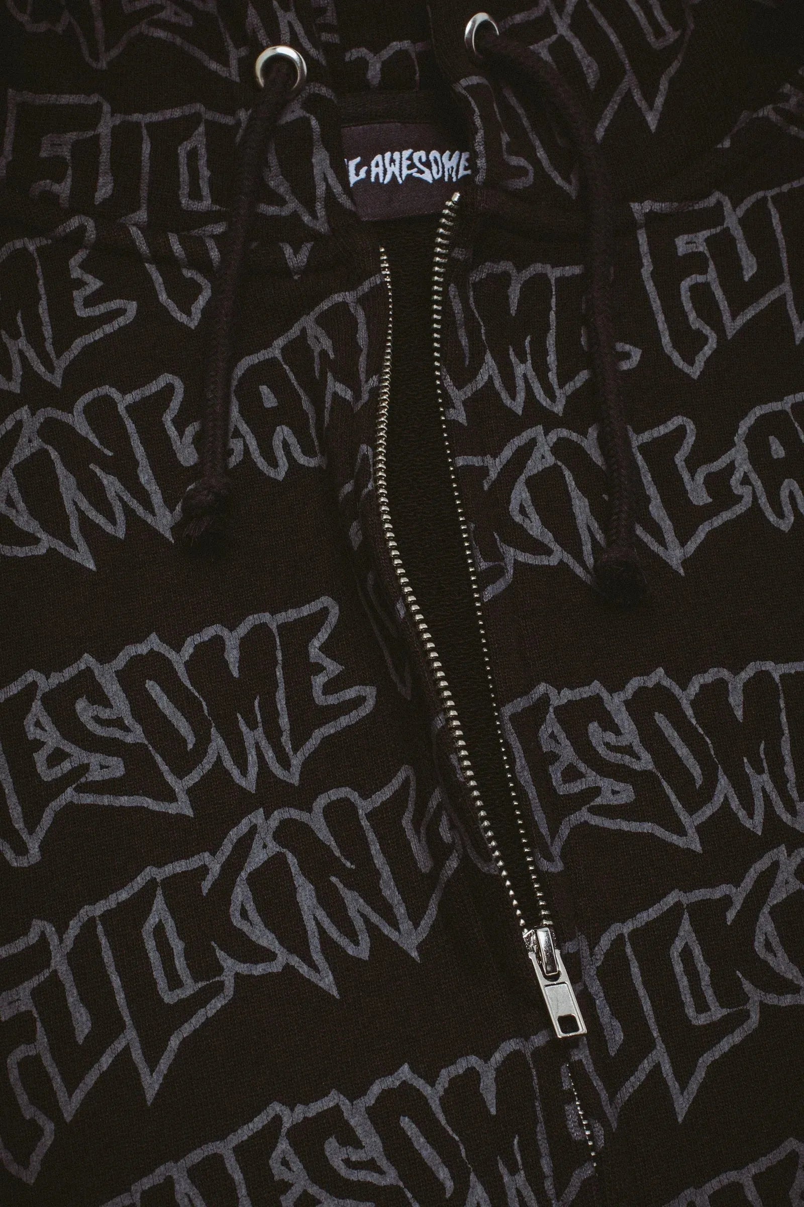 Fucking Awesome - AOP Stamp Zipped Hoodie - Black/Reflective - ARROW & BEAST