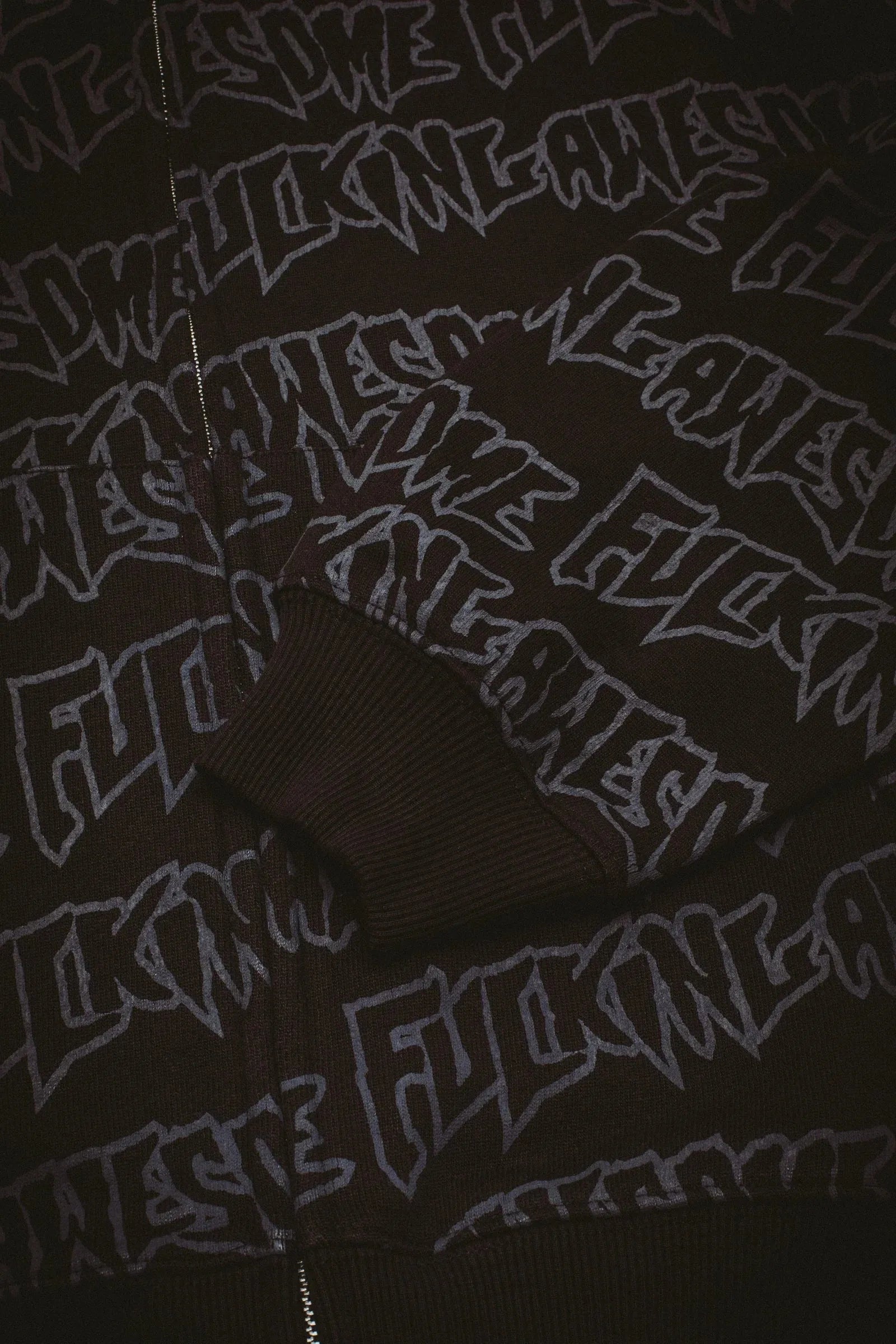 Fucking Awesome - AOP Stamp Zipped Hoodie - Black/Reflective - ARROW & BEAST