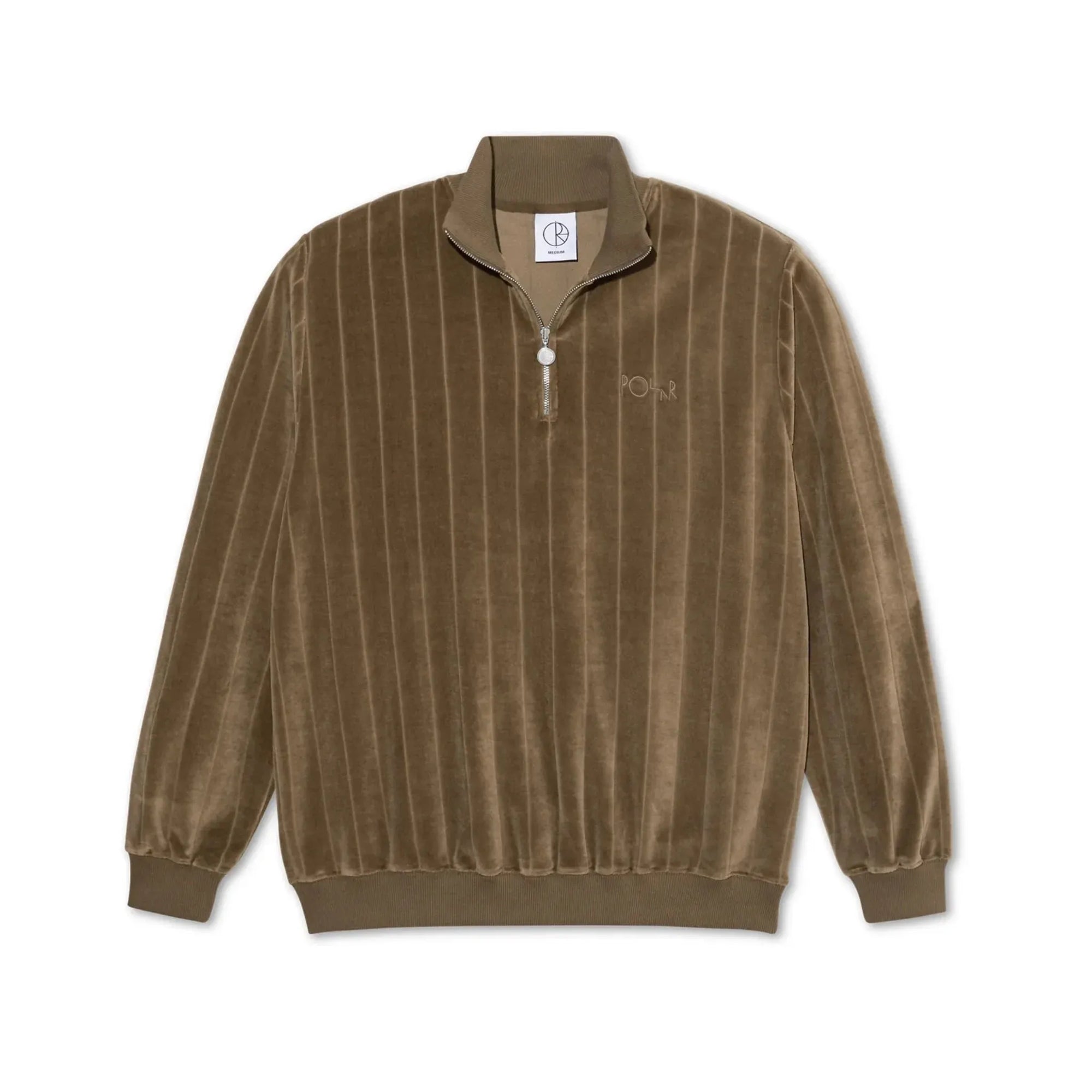 Polar Skate Co. Stripe Velour Zip Neck Sweat Beech - ARROW & BEAST