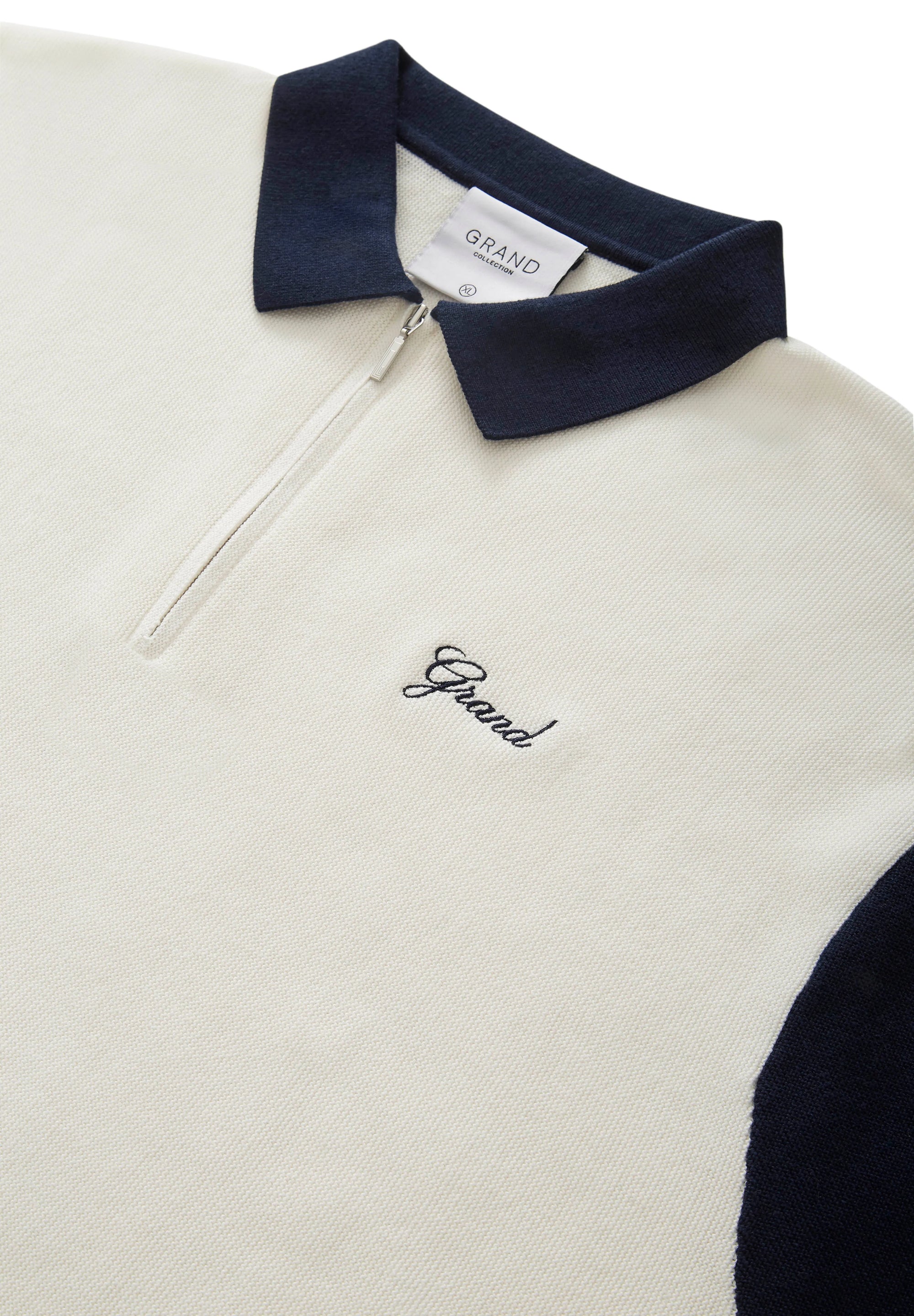 GRAND Collection Knit Quarter Zip White Black - ARROW & BEAST