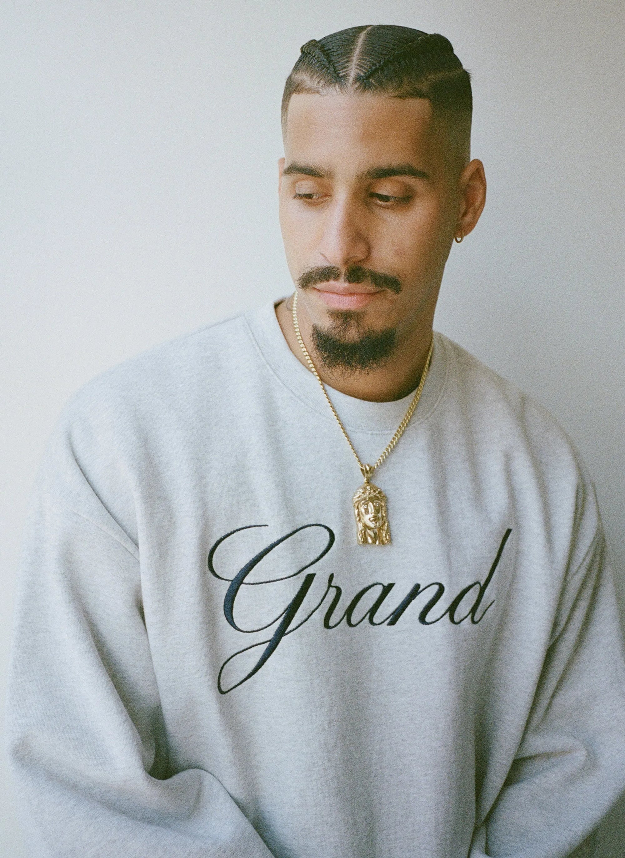 GRAND Collection Embroidered Crewneck Sweatshirt Grey - ARROW & BEAST