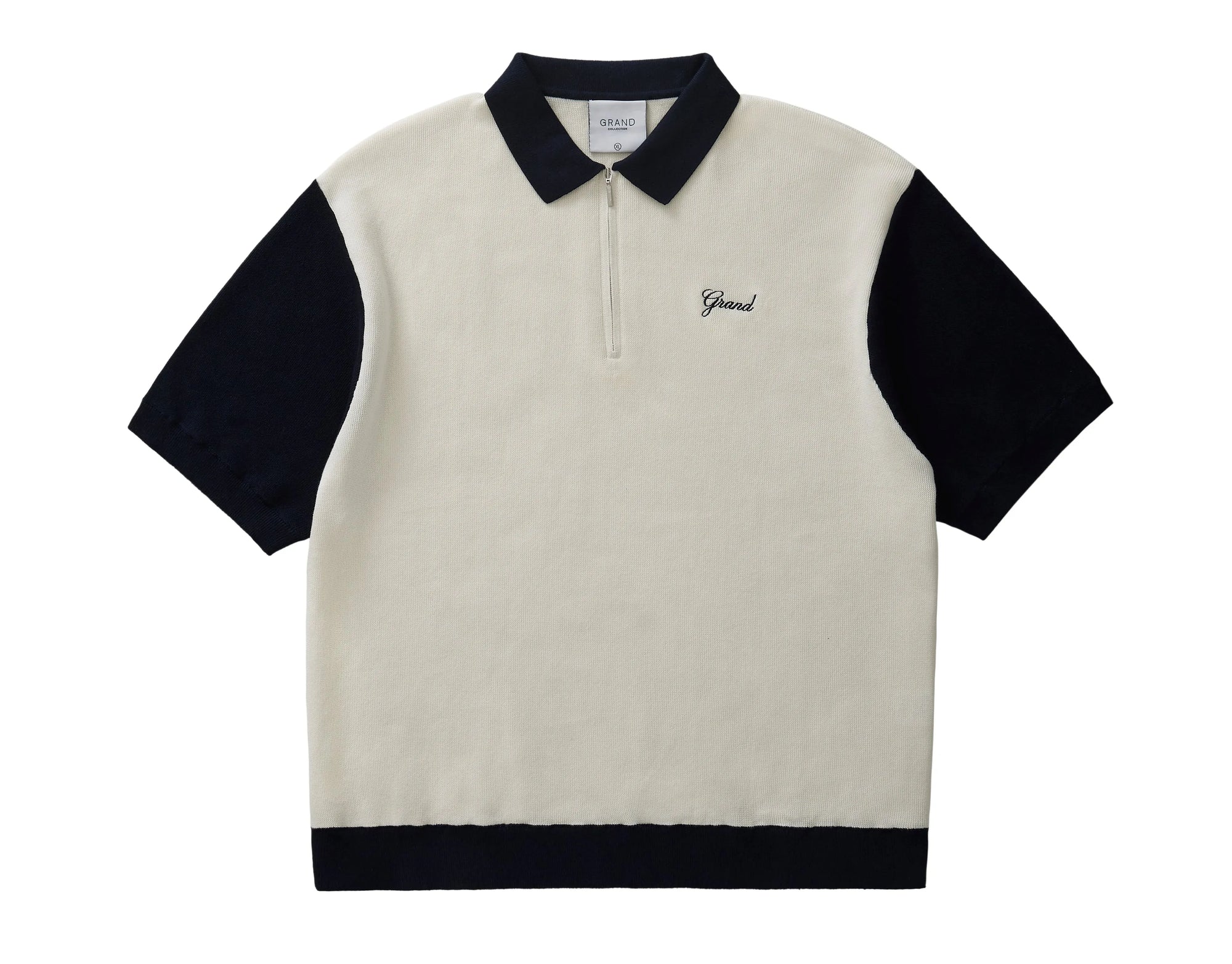 GRAND Collection Knit Quarter Zip White Black - ARROW & BEAST