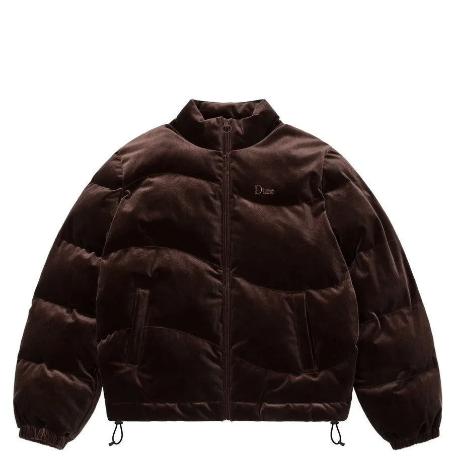 Dime MTL Velvet Quilted Puffer Espresso - ARROW & BEAST