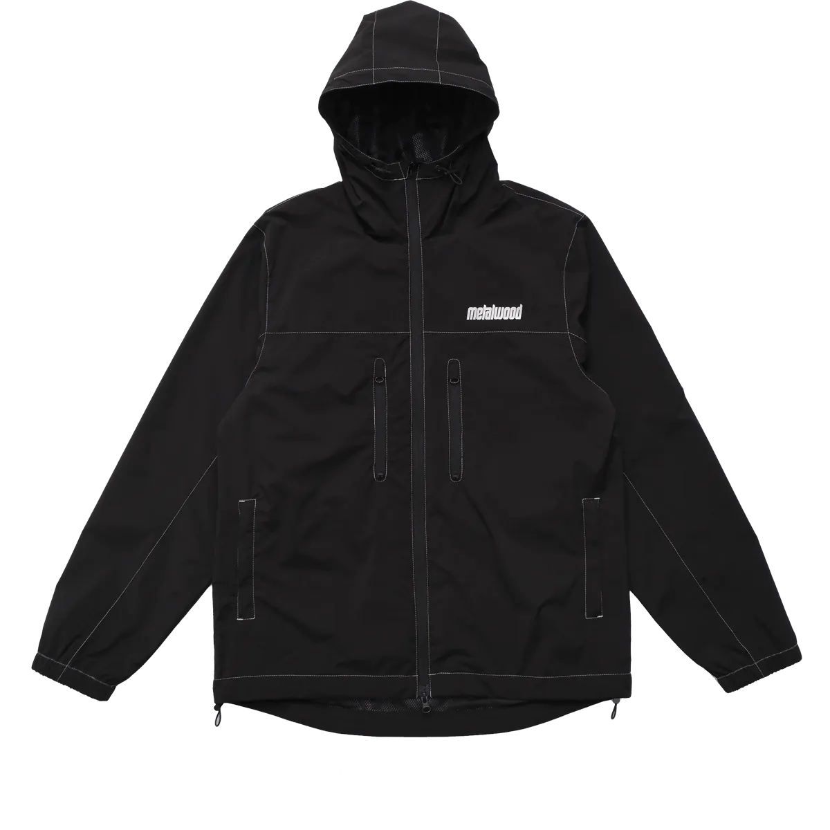 Metalwood Studio Contrast Stitch Rain Shell Jacket Black - ARROW & BEAST