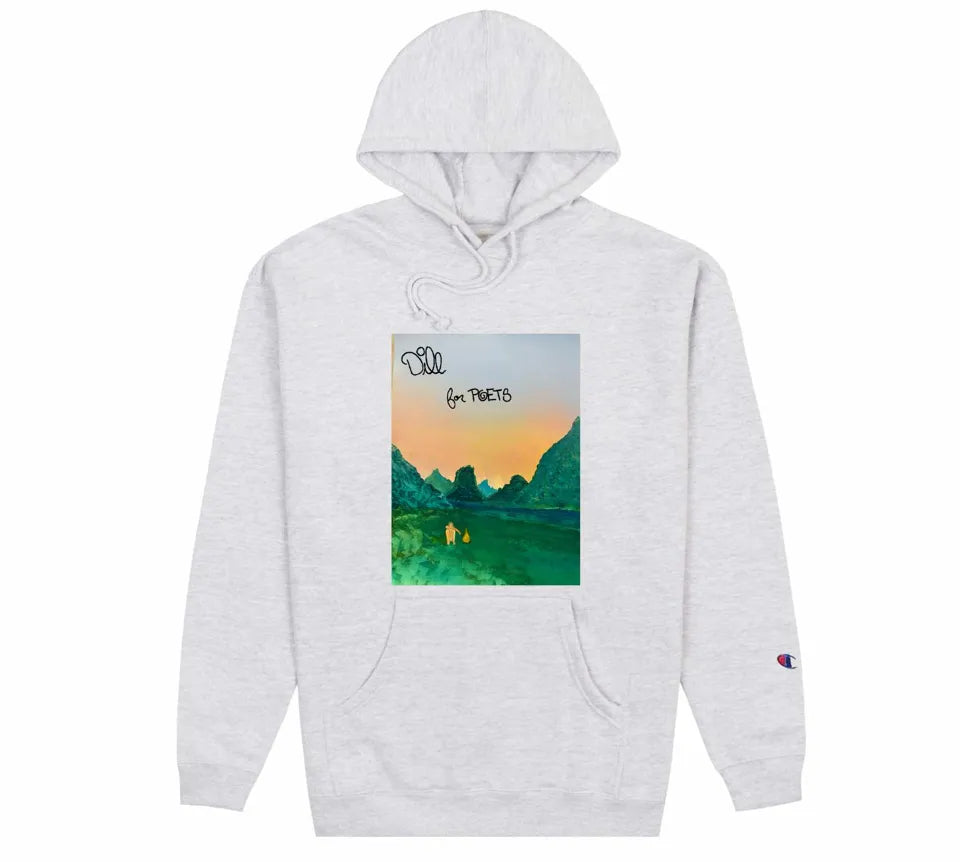 POETS DILL FOR POETS DTG HOODIE HEATHER GREY - ARROW & BEAST
