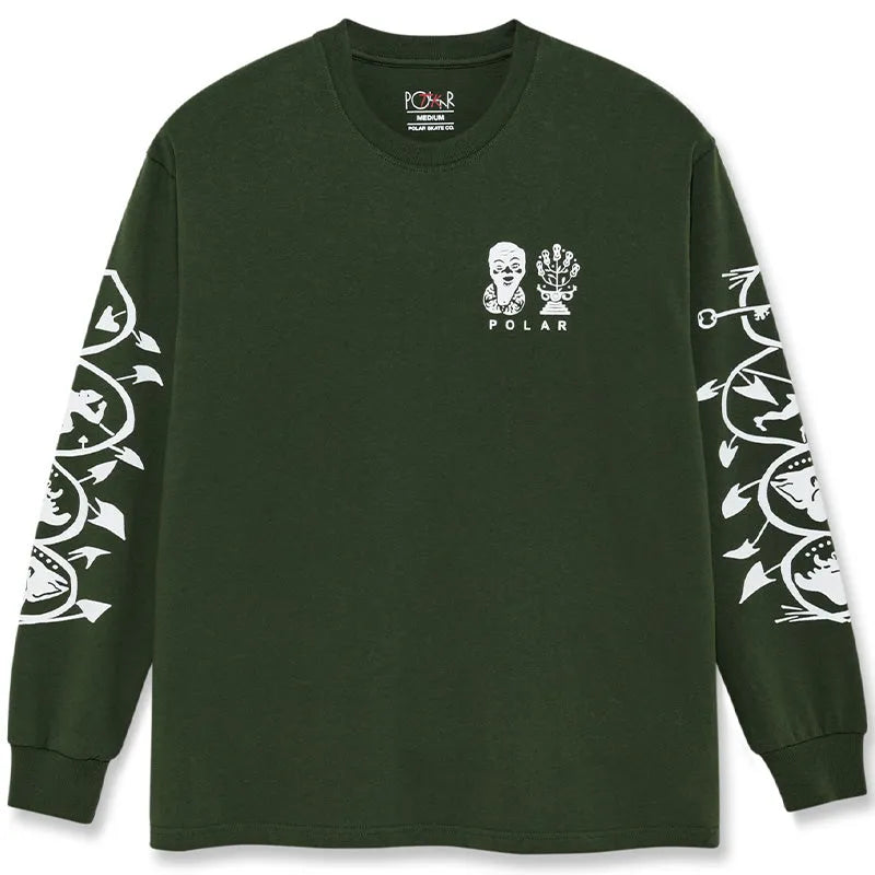 Polar Skate Co. Spiral LS Tee Dark Olive - ARROW & BEAST