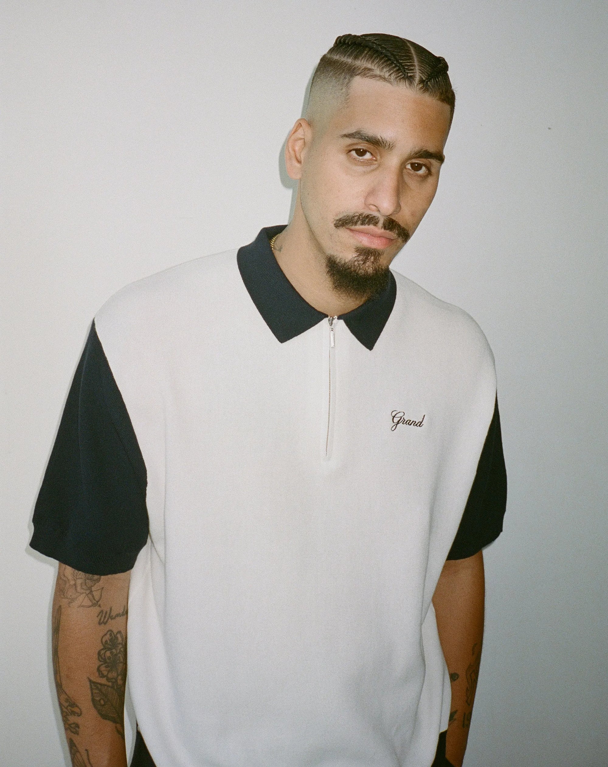 GRAND Collection Knit Quarter Zip White Black - ARROW & BEAST