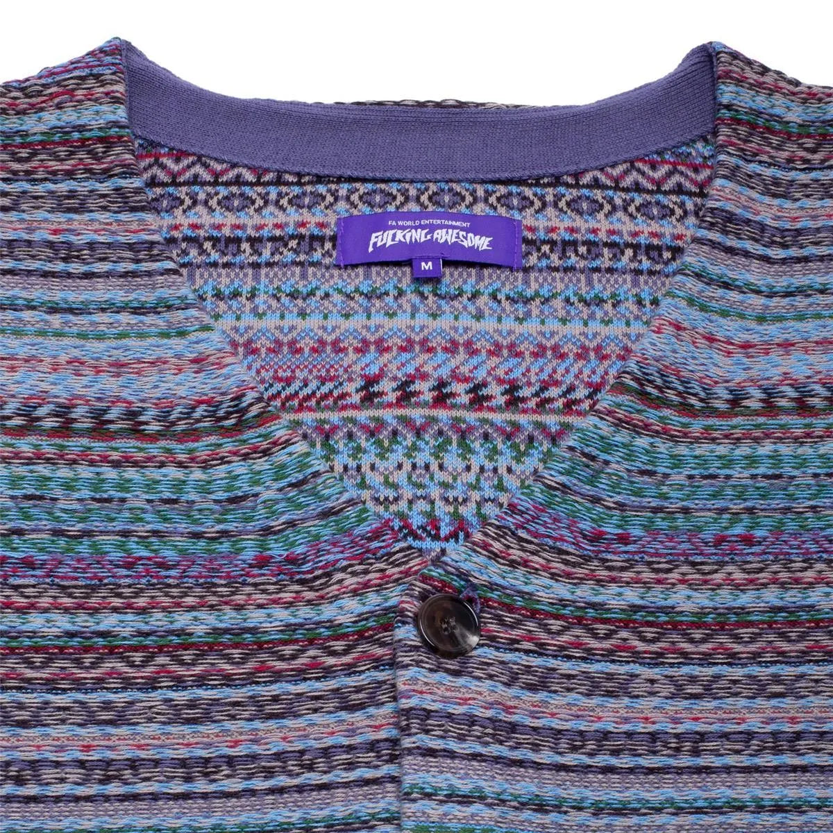 Fucking Awesome - Dill Painting Intarsia Cardigan - Purple - ARROW & BEAST