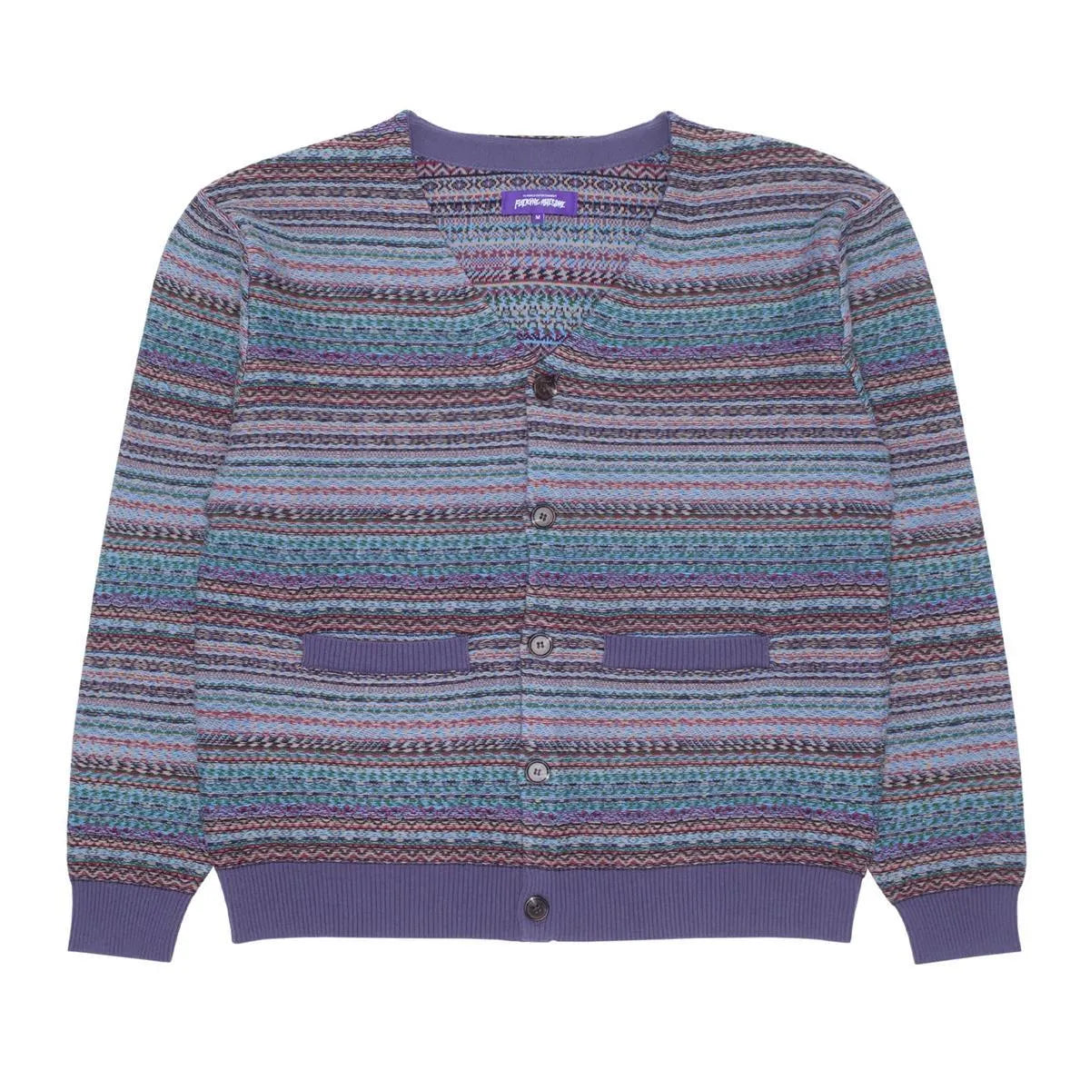 Fucking Awesome - Dill Painting Intarsia Cardigan - Purple - ARROW & BEAST