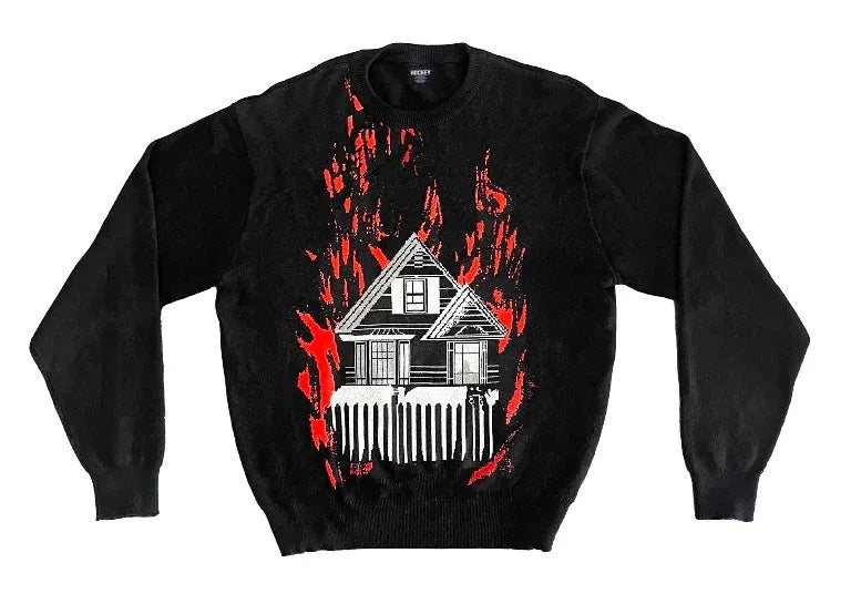 Hockey Skateboards - Up In Flames Knitted Sweater - Black - ARROW & BEAST
