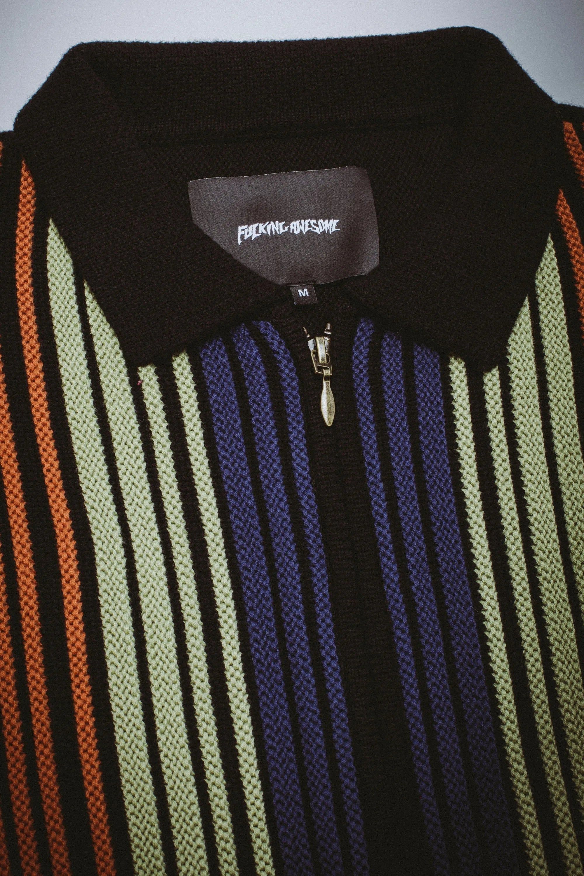 Fucking Awesome - Multi Stripe Zip Polo - Black/Striped - ARROW & BEAST