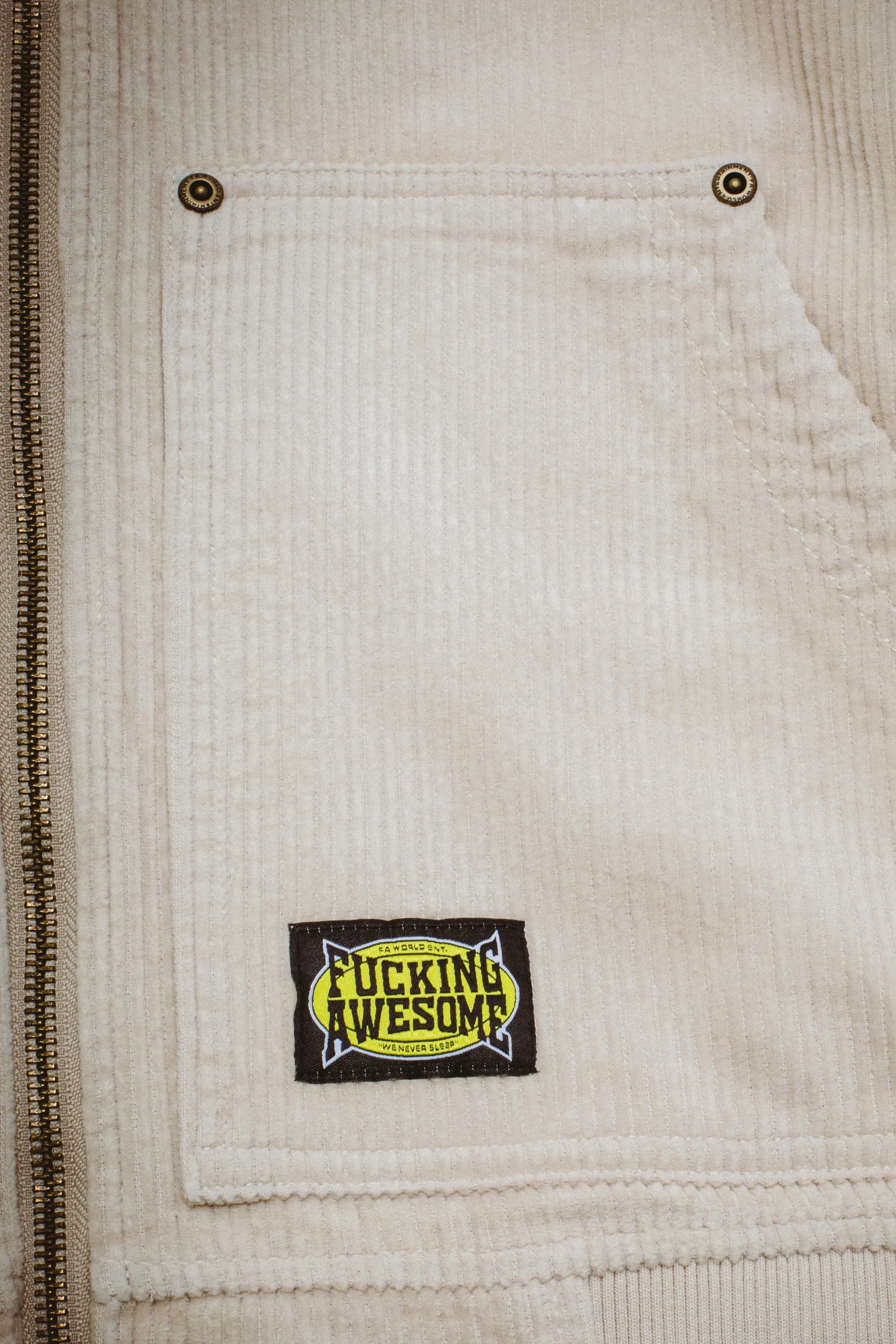 Fucking Awesome - KO Corduroy Zipped Hoodie - Cream - ARROW & BEAST
