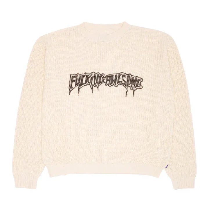 Fucking Awesome Drip Logo Sweater Cream – ARROW & BEAST Fucking Awesome Drip Logo Sweater Cream – ARROW & BEAST