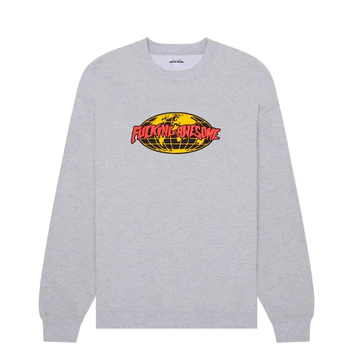 Fucking Awesome FA World Logo Crewneck Heather Grey - ARROW & BEAST