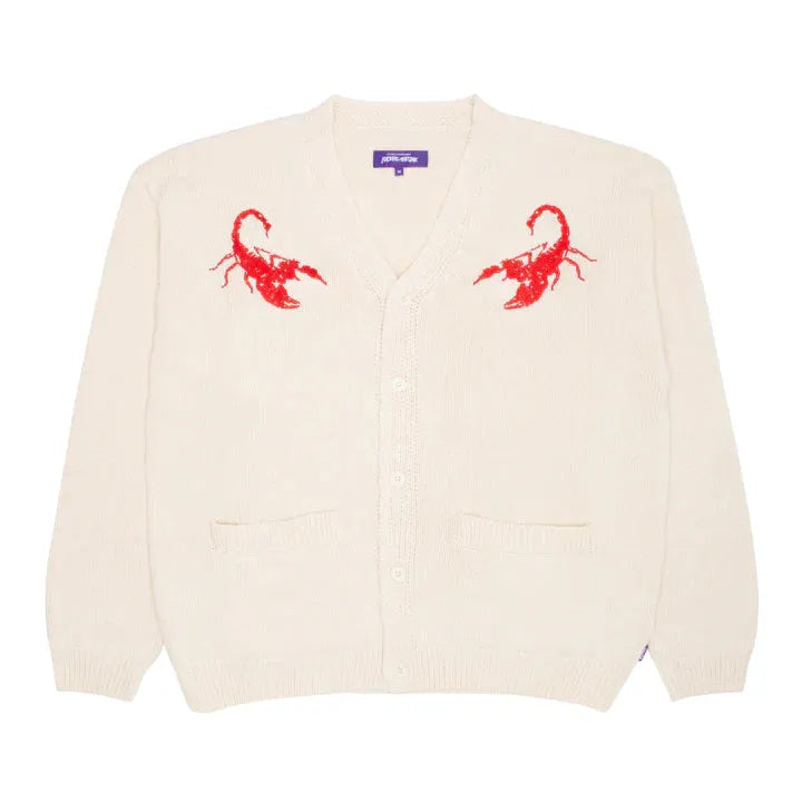 Fucking Awesome Embroidered Scropion Cardigan Cream - ARROW & BEAST