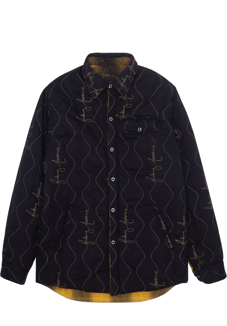 Fucking Awesome Lightweight Reversible Flannel Jacket Black Yellow - ARROW & BEAST