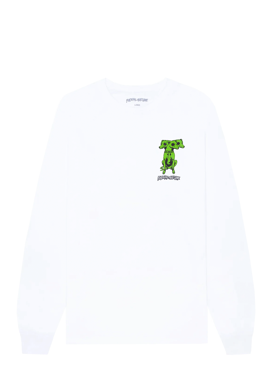 Fucking Awesome Three Headed Dog Longsleeve White