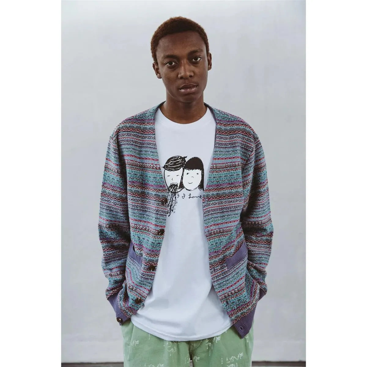 Fucking Awesome - Dill Painting Intarsia Cardigan - Purple - ARROW & BEAST