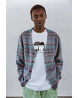 Fucking Awesome - Dill Painting Intarsia Cardigan - Purple - ARROW & BEAST