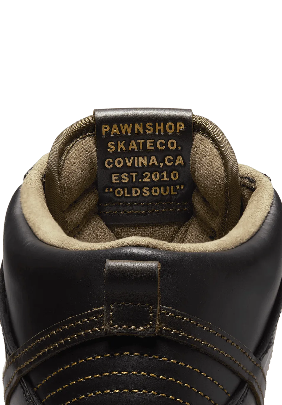 Nike SB Dunk High x Pawnshop Skate Co. OLDSOUL Black Gold ONLINE ONLY - ARROW & BEAST