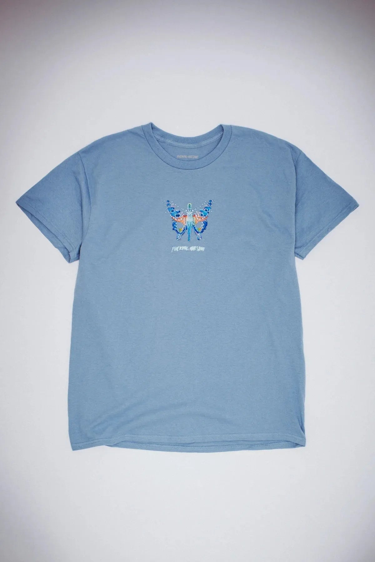 Fucking Awesome Butterfly Short Sleeve Tee Stone Blue - ARROW & BEAST