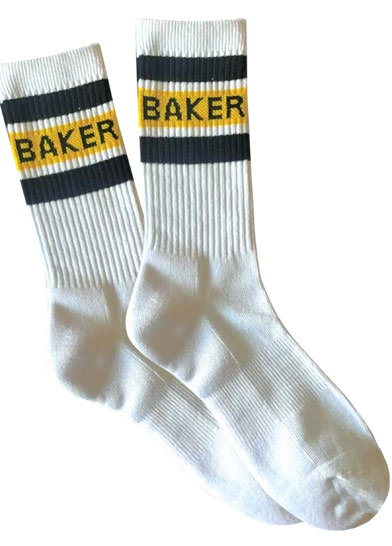 Baker Yellow Stripe Socks - White