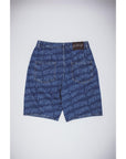 Fucking Awesome - Baggy Pleated Denim Laser Stamp Shorts - Blue