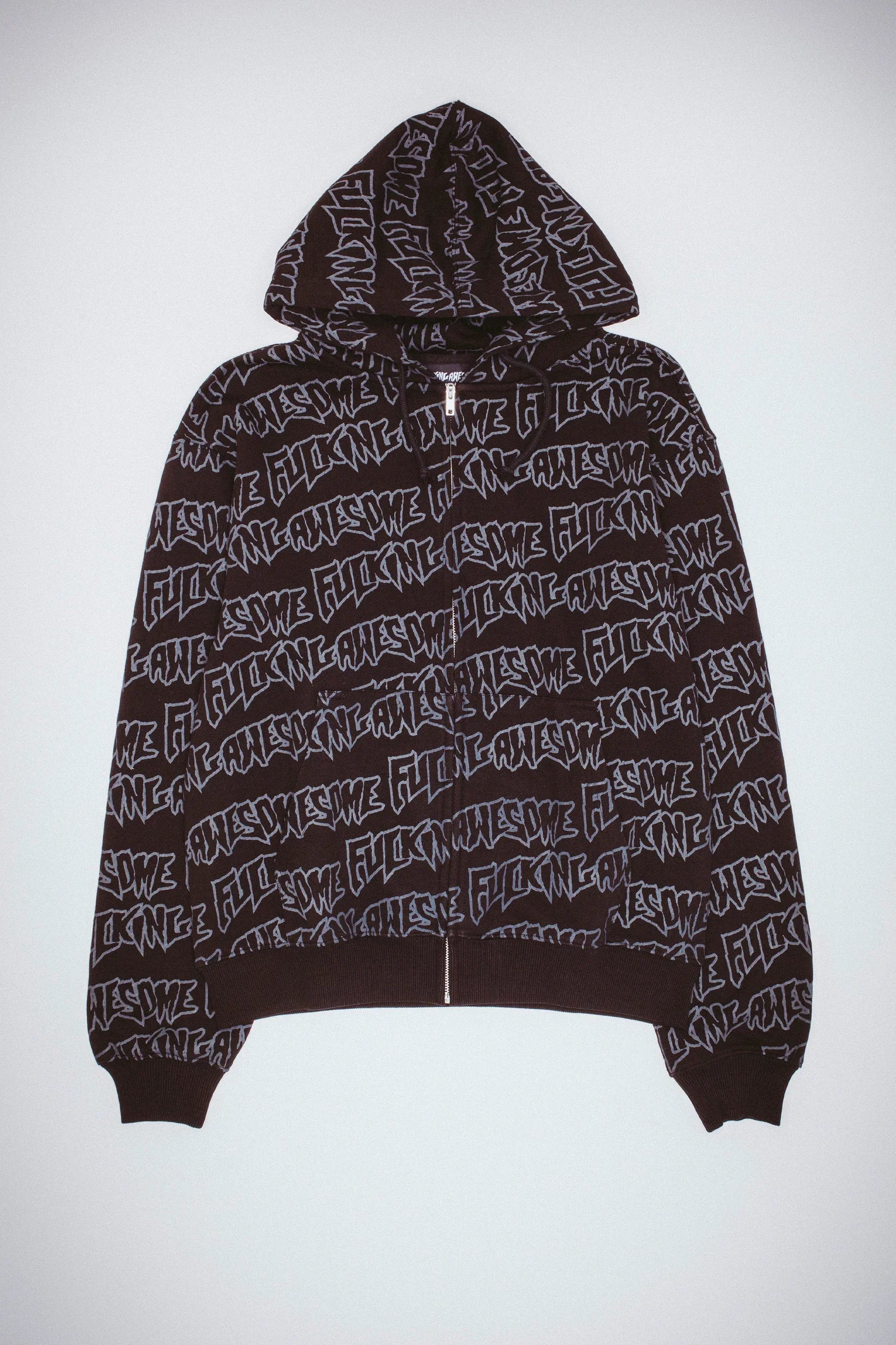 Fucking Awesome - AOP Stamp Zipped Hoodie - Black/Reflective