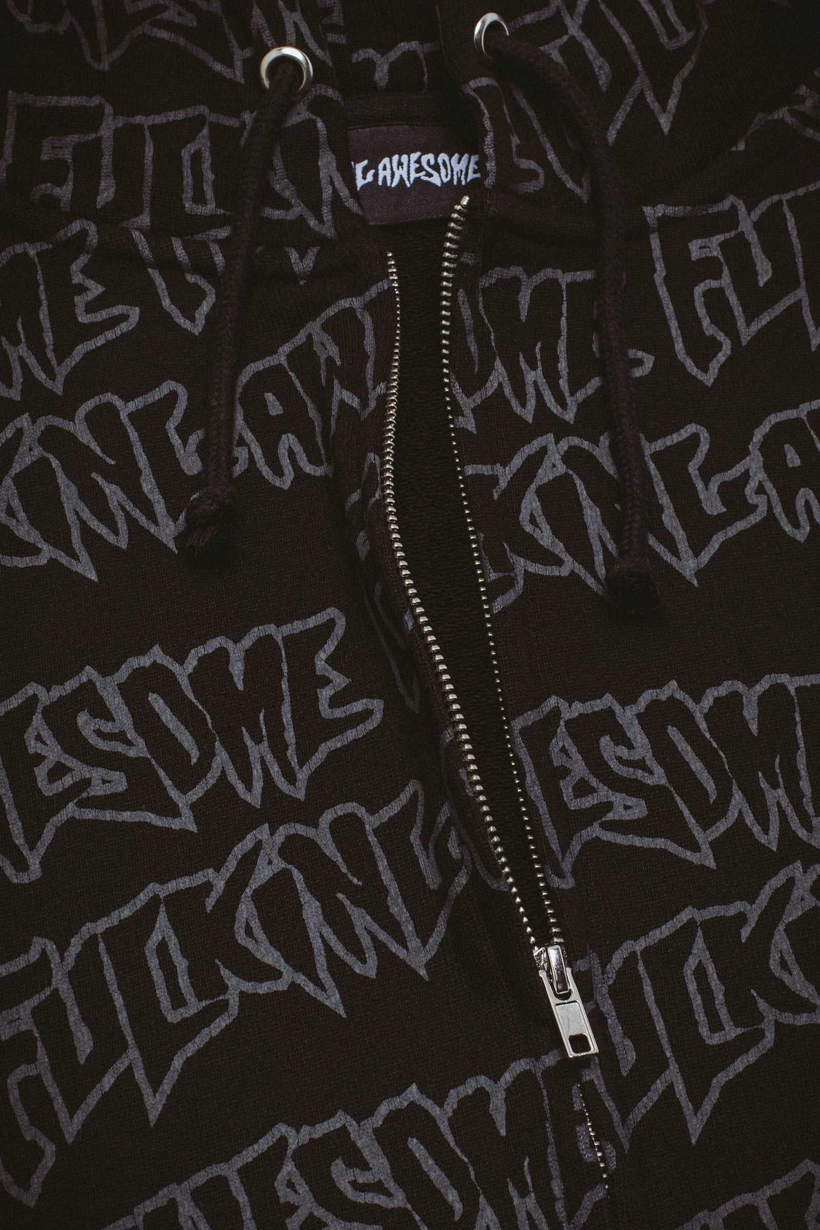 Fucking Awesome - AOP Stamp Zipped Hoodie - Black/Reflective