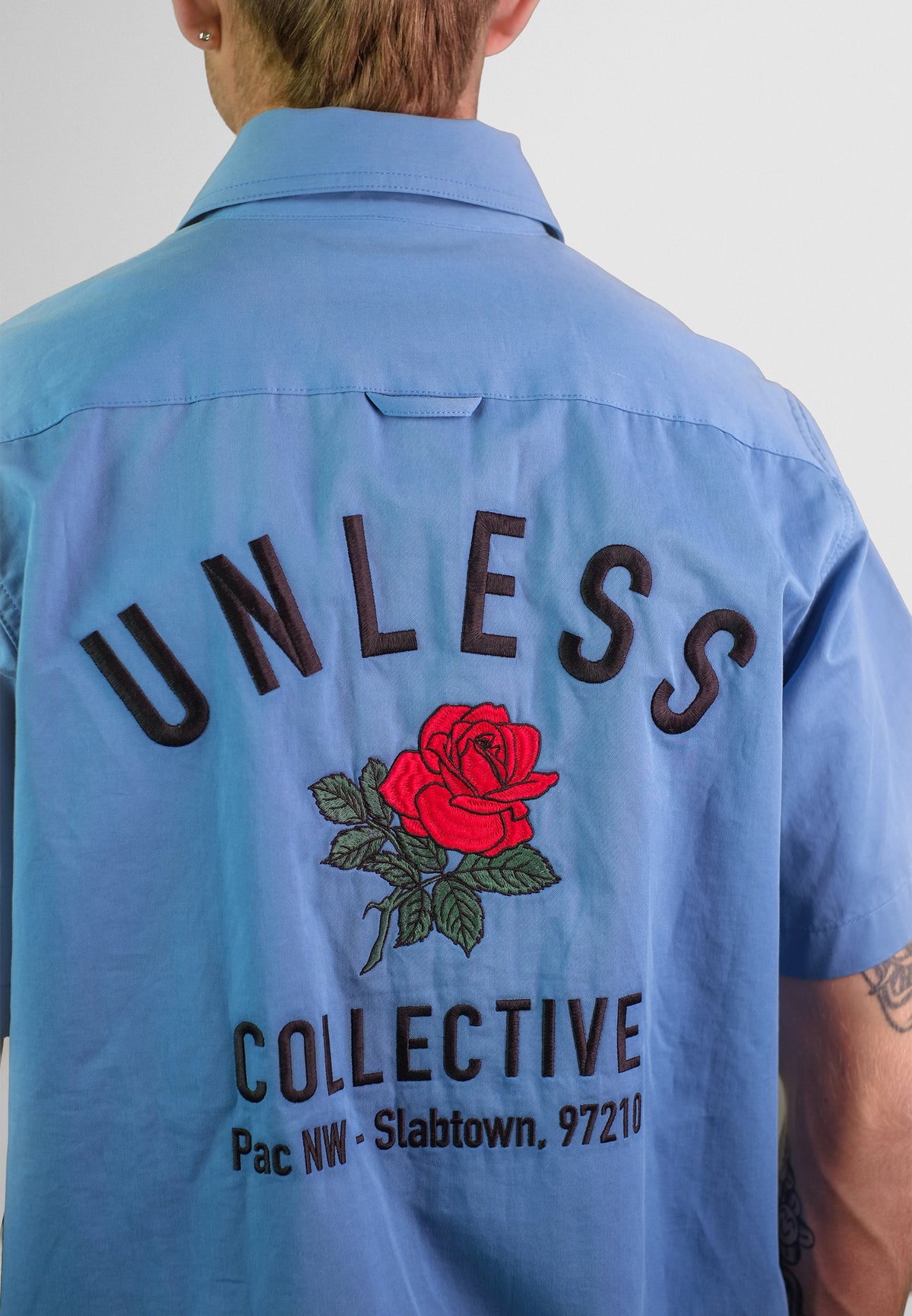 "UNLESS" Embroidered Work Shirt