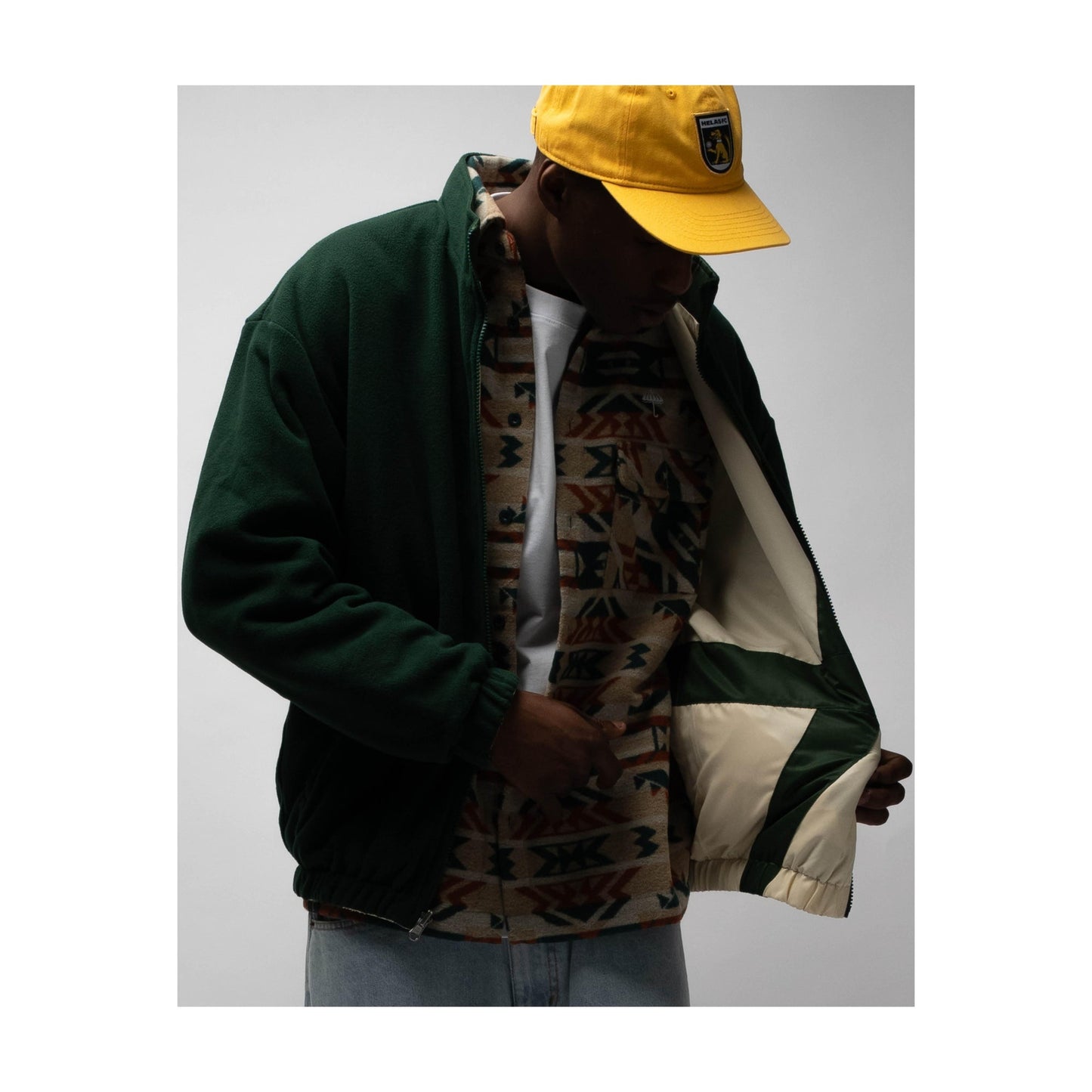 Helas Limited Reverso Fleece Sport Jacket Off White Green