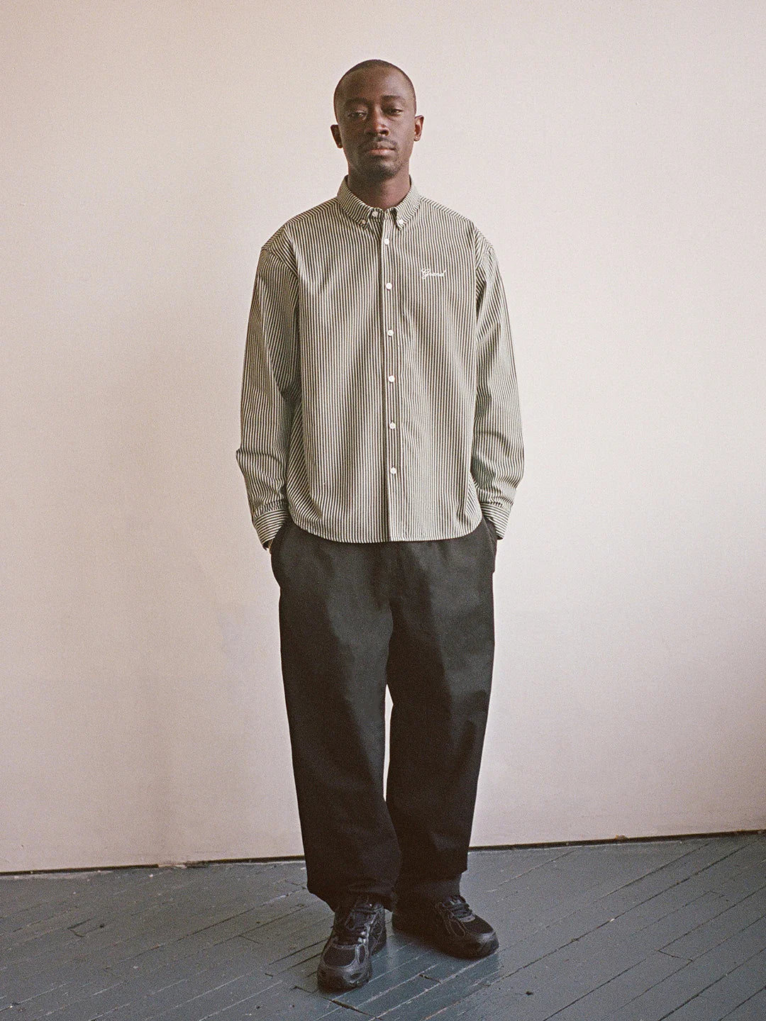 STRIPED POPLIN SHIRT FOREST