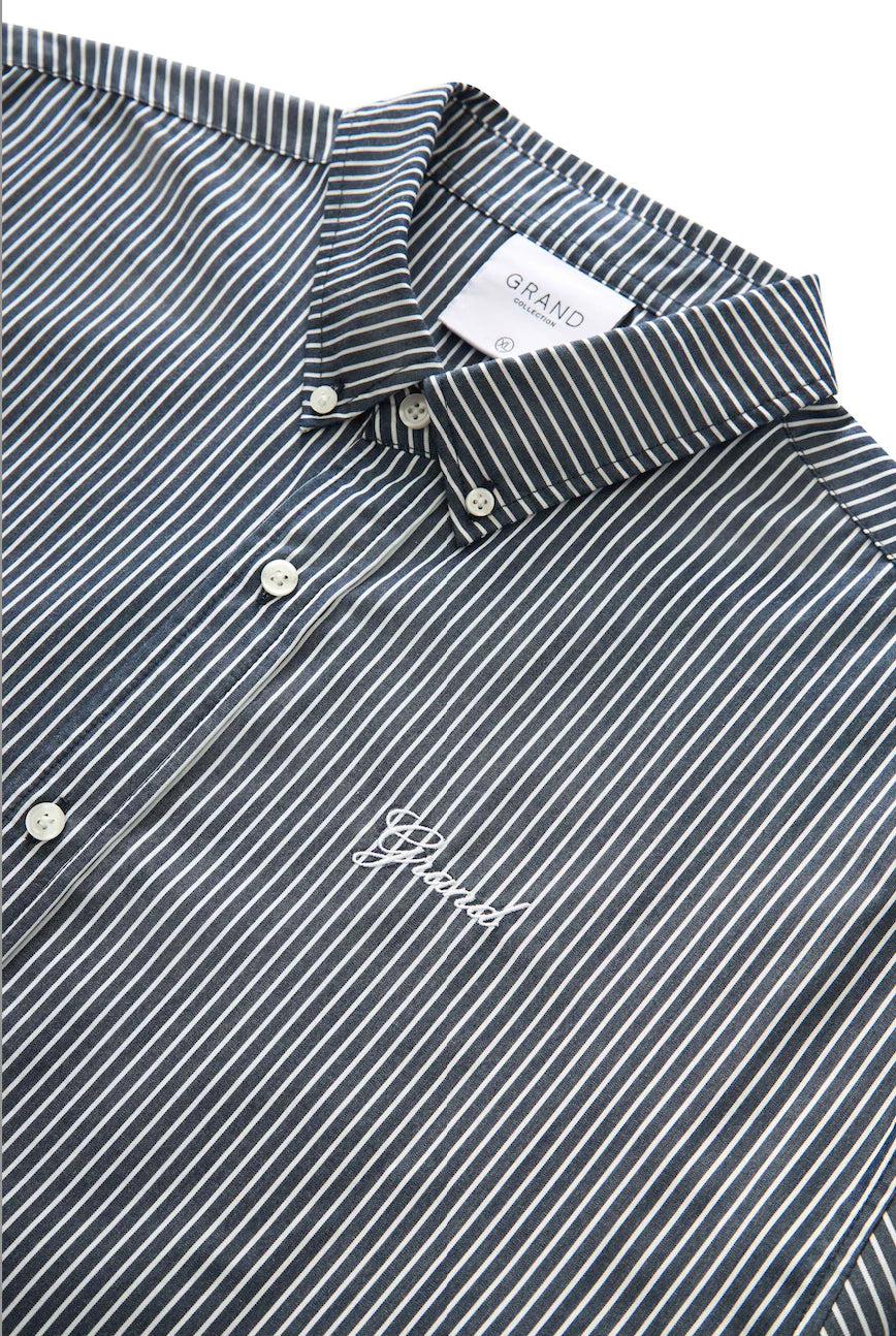 STRIPED POPLIN SHIRT NAVY