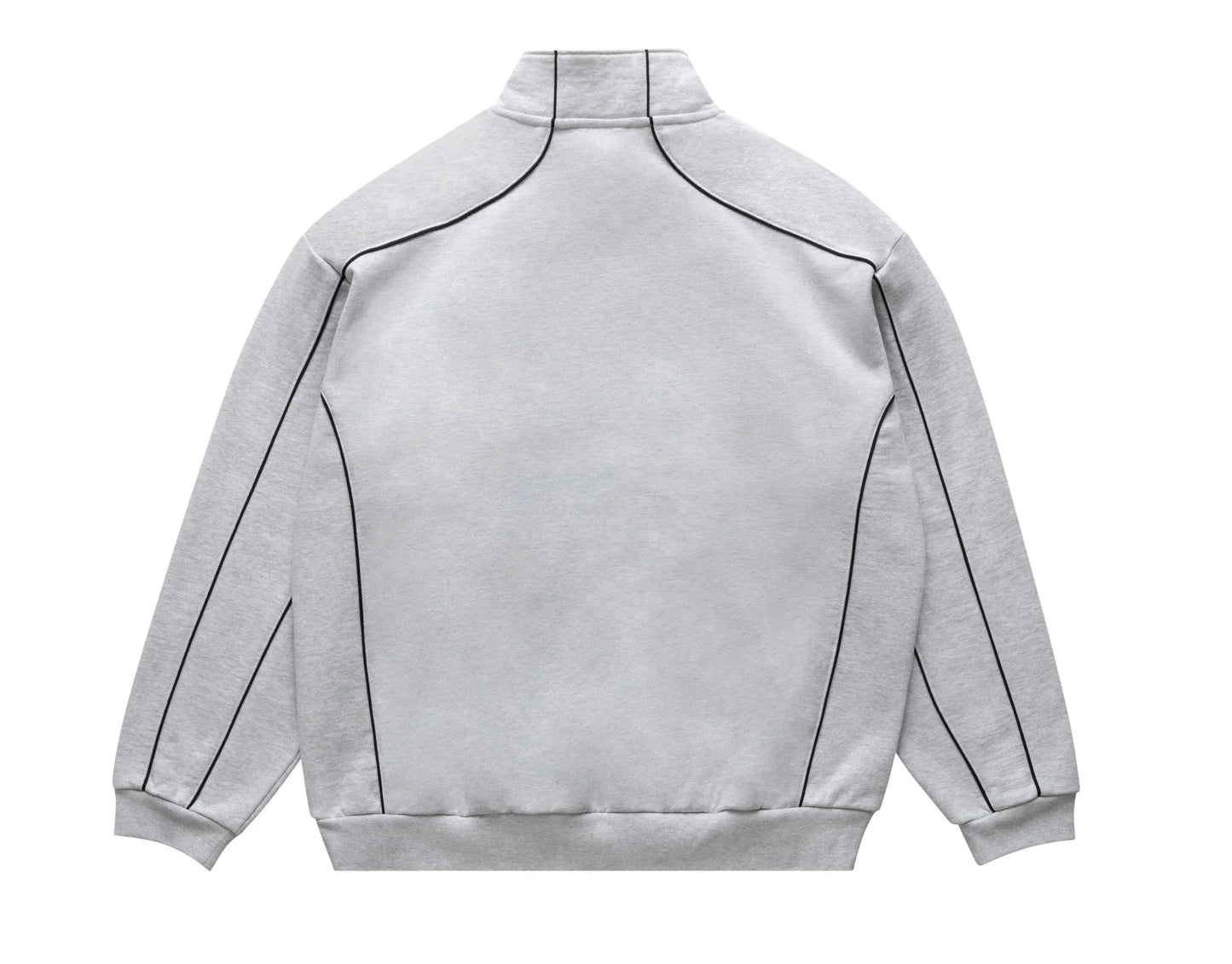 QUARTER ZIP PIPING ASH GREY