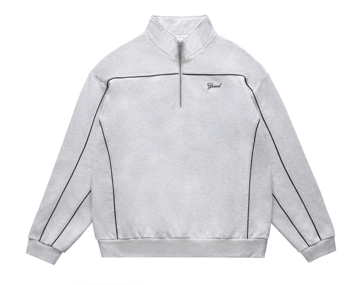 QUARTER ZIP PIPING ASH GREY