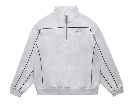 QUARTER ZIP PIPING ASH GREY