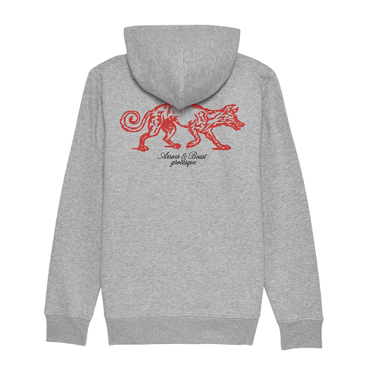 Arrow & Beast x Grotesque Zip Hoodie Heather Grey - ARROW & BEAST