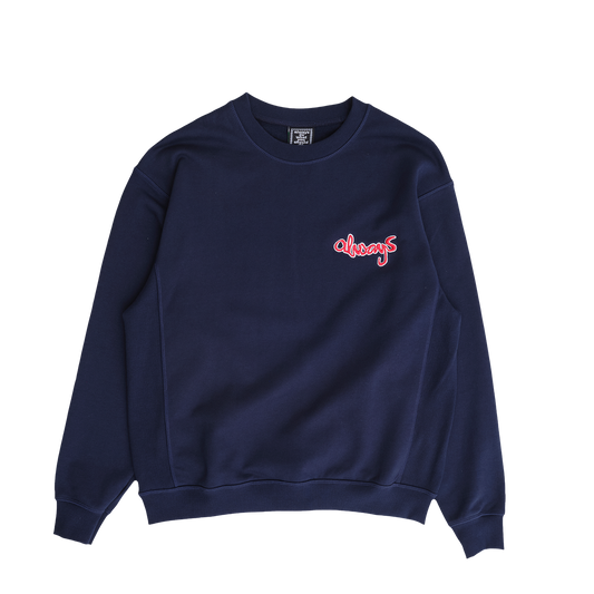 Always @ Range 5 Zach Logo Embroidered Crewneck Navy