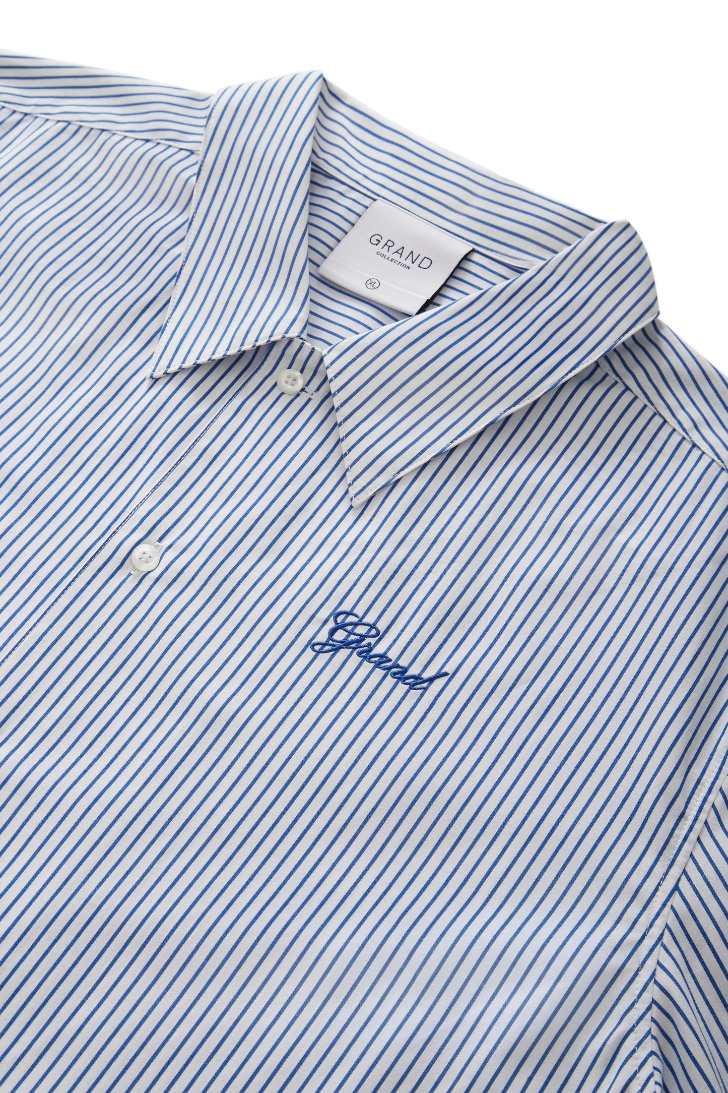 GRAND Collection Striped Poplin Shirt Blue White - ARROW & BEAST