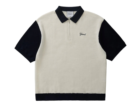 GRAND Collection Knit Quarter Zip White Black - ARROW & BEAST