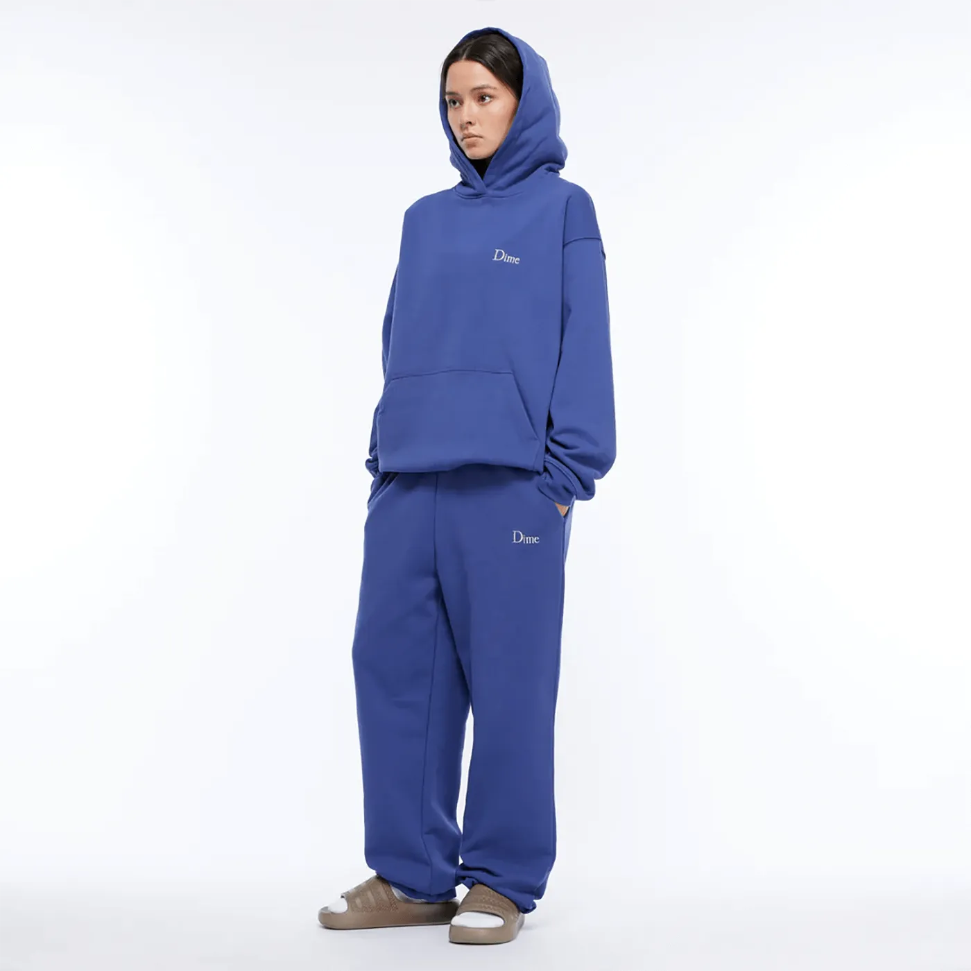 Dime MTL Classic Small Logo Hoodie Indigo - ARROW & BEAST