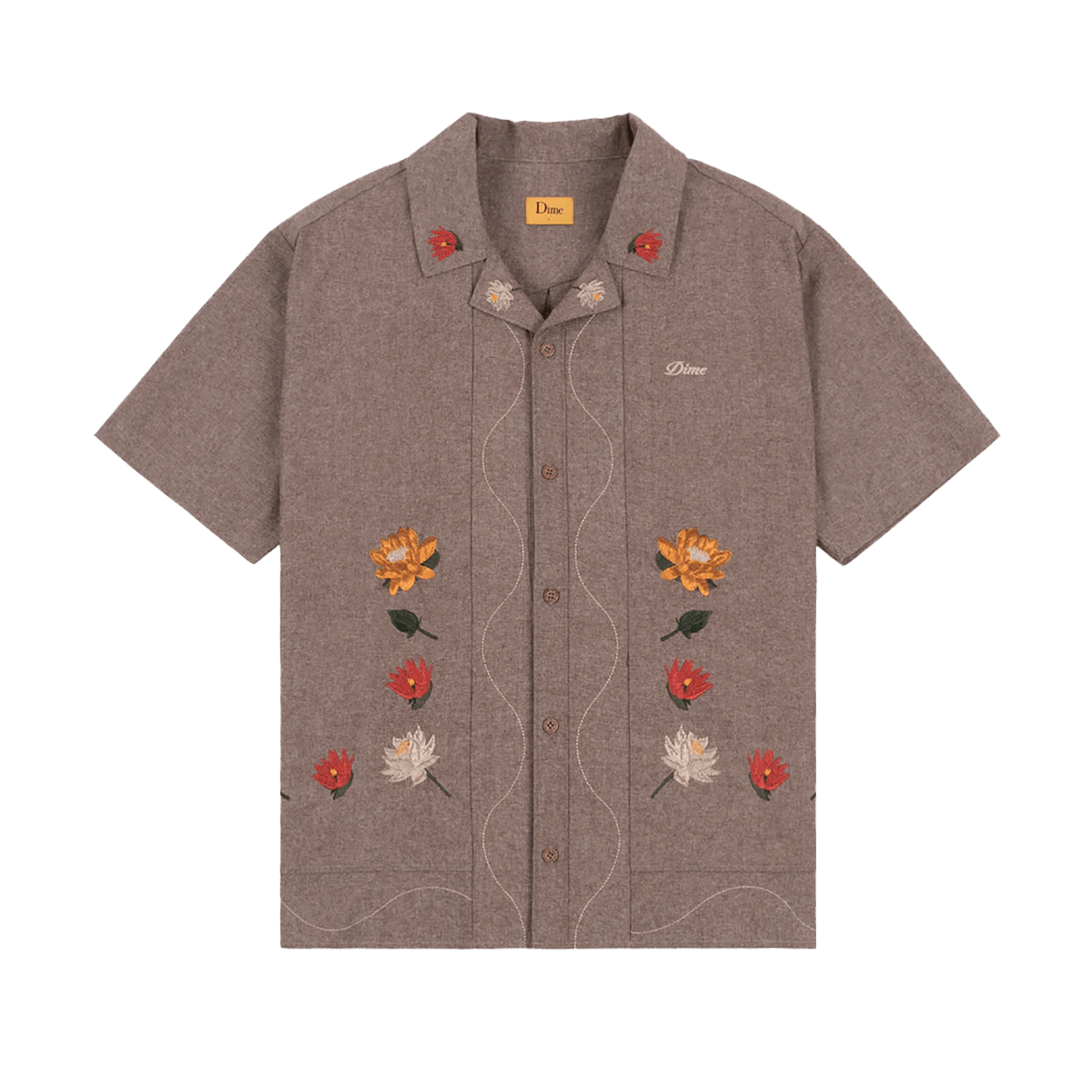 Dime MTL Lotus Button Up SS Heathered Brown