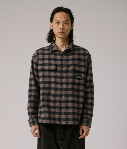 FORMER MERCHANDISE MANNERS PLAID LS SHIRT TAUPE
